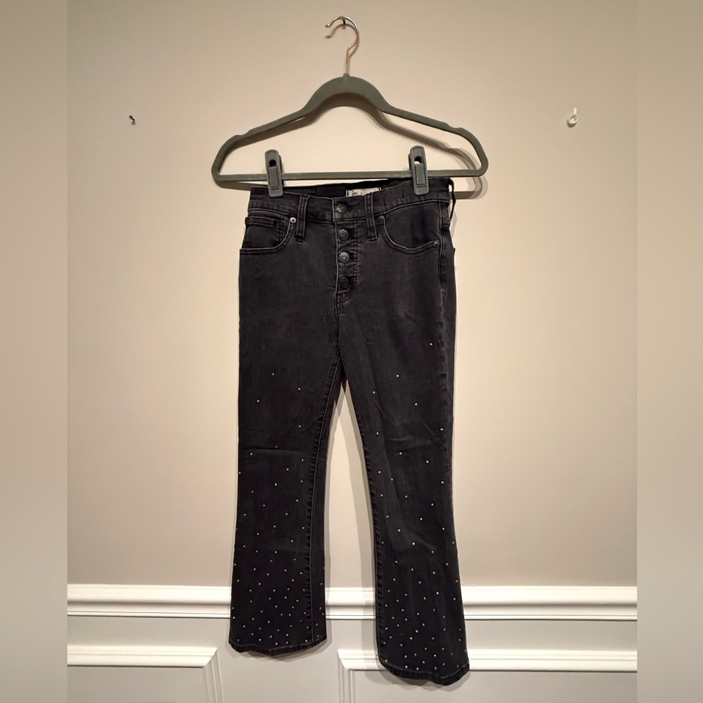Madewell Kick Out Crop Jeans with Silver Polka Dots